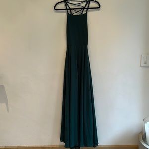 Women’s Lulu’s green criss cross open back floor-length dress size small